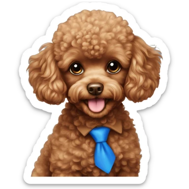 Red toy poodle with a blue tie sticker