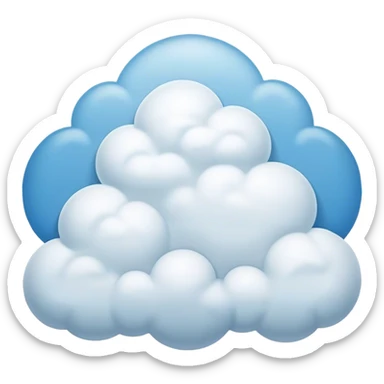 Cinematic Realistic Cumulus Emoji, Big and puffy, with cotton-like clouds floating in the clear blue sky. The rounded tops of the clouds glow with the light of the sun, while their soft, white texture adds a sense of calm and spaciousness. Soft glowing outline, capturing the essence of warmth, comfort, and peaceful skies in a perfect cumulus cloud! sticker