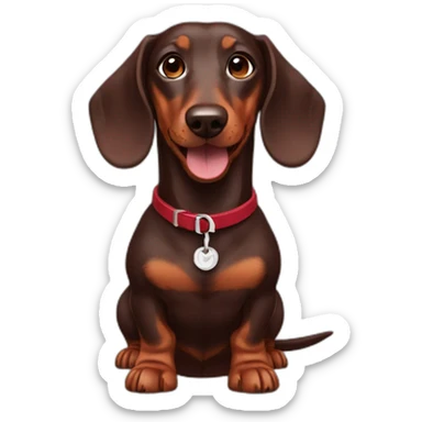 dachshund chocolate dark  red collar sticker