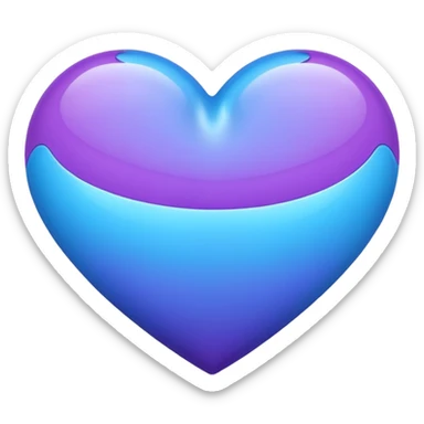 Combined blue and purple colour in one heart emoji sticker