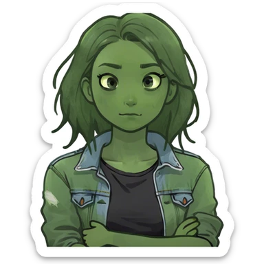 girl crossing arms around her neck like she's strangling her self because she's really angry sticker