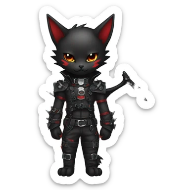 cool edgy black punk red ethereal fantasy nargacuga-bat-cat-Fakemon collar harness full body sticker
