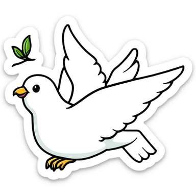 flying dove with olive branch sticker