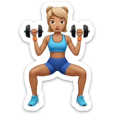 una mujer haciendo ejercicio con mancuernas sticker