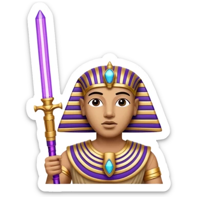 King tut holding purple lightsabers  sticker