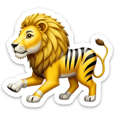 A lion hunting for a zebra  sticker