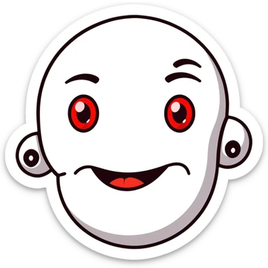 A goofy face with heavy droopy eyelids, red eyes, and a lazy smile - stoned high expression sticker