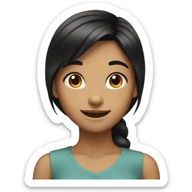 smiling girl with black hair sticker