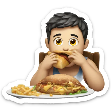 big boy vova eating lot of food sticker