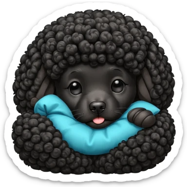 Black poodle sleeping sticker