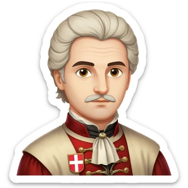 Cinematic Realistic Marko Marulić Portrait Emoji, depicted as a celebrated Croatian writer with a reflective expression and period clothing, rendered with rich textures and warm literary lighting that captures his historical influence. sticker