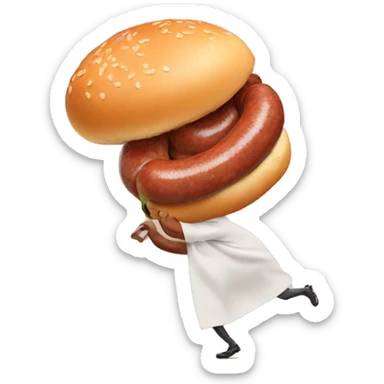 Sausage escaping bun sticker
