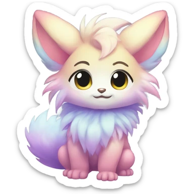 Anthro-Pastel-Gradient-Fur-Sona-Chibi-Shiny-Fakémon full body sticker