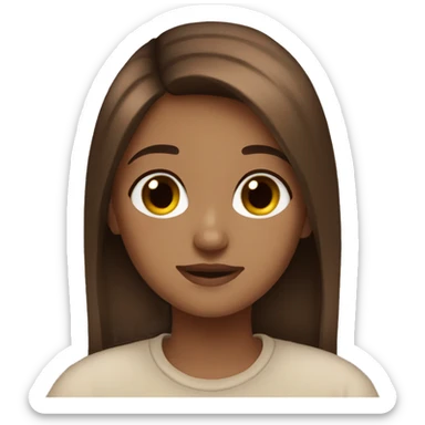 Aesthetic cozy brown straight hair girl sticker