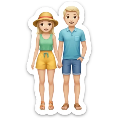 full-length cute couple in summer outfits sticker