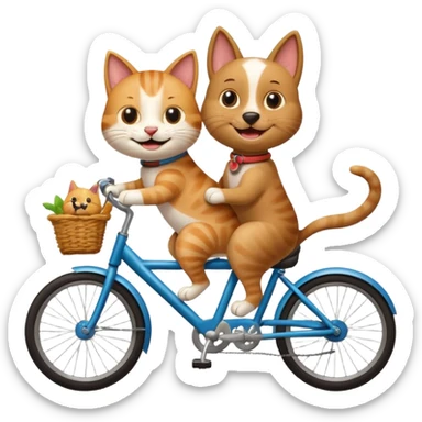 funny cat dog riding bike sticker