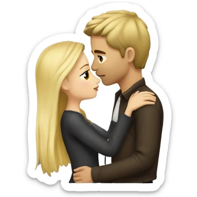 romantic outdoor couple kiss, she is blonde, he has dark Brown Hair  sticker