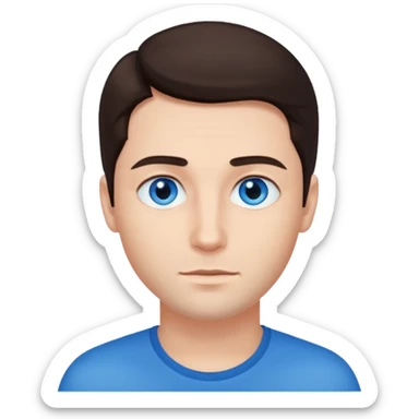 homme yeux bleu azur cheveux brun foncé sticker