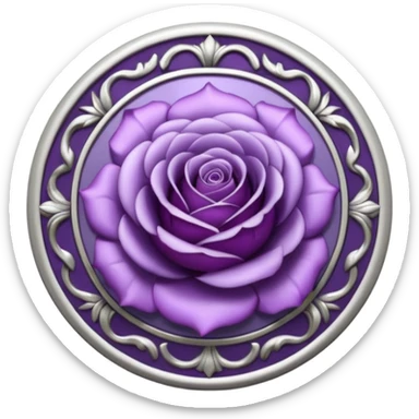 Purple shadow rose silver circle plaque sticker