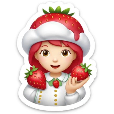 Strawberry shortcake cartoon character eating a strawberry  sticker