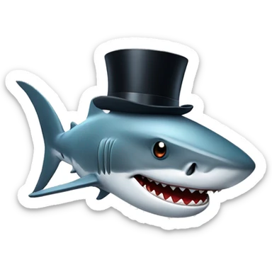 Shark with a top hat sticker