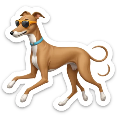 Greyhound wearing running shoes and sunglasses  sticker