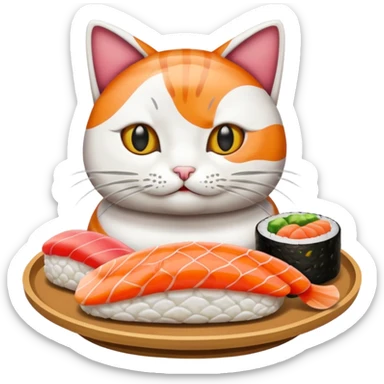 A entire cat body and all and sushi sticker