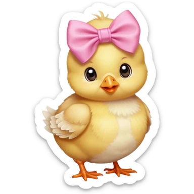Baby chick with pink bow sticker