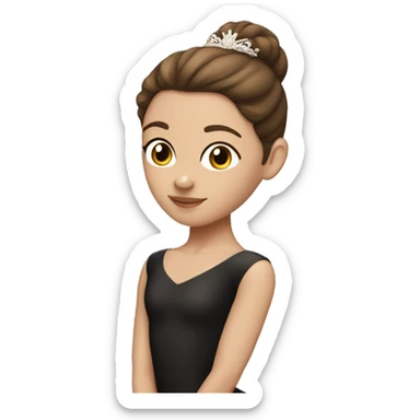 White ballerina black leotard brown hair middle part sticker