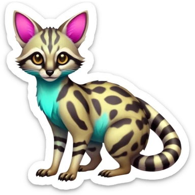 Exotic randomly colored colorful cute neon-colored Fakémon-Fionbri-Vernid-Genet-creature with markings (full body) sticker