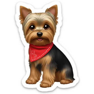Yorkie with red bandana collar sticker