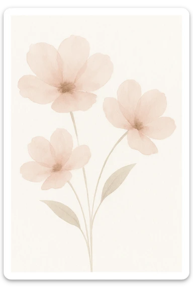 pink flowers, soft watercolor style, delicate petals sticker