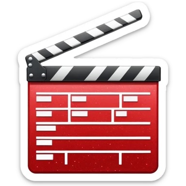 red clapperboard used in filmmaking, cute and stylish design with glitter sticker