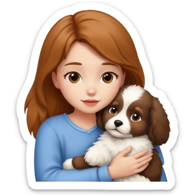 girl hugging puppy sticker