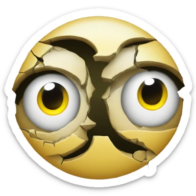 money eyes emoji cracked in two with something behind the cracks sticker