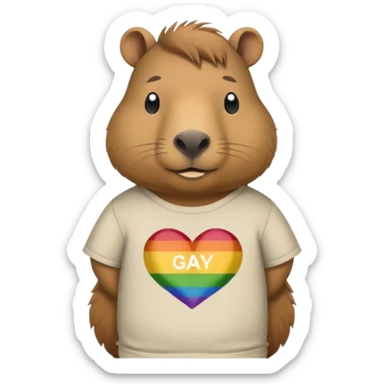 Capybara wearing a shirt that says GAY sticker