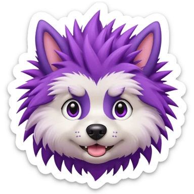 fancy purple spiky haired dog sticker
