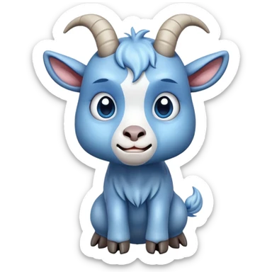 Disapppinted-crying with tears-cute-large-full body-blue goat-head tilted back sticker