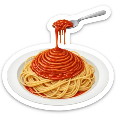 pasta swirl of spaghetti all'assasina, no fork, sauce mixed into the spaghetti sticker