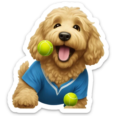 Golden doodle playing pickleball sticker