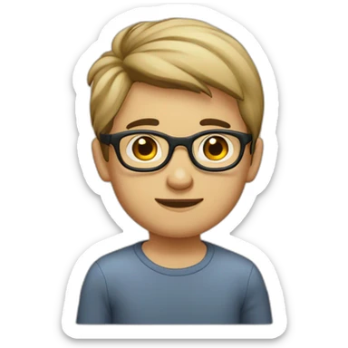 handsome huge eurasian boy wuth glasses, shorter cut, kinda round face sticker