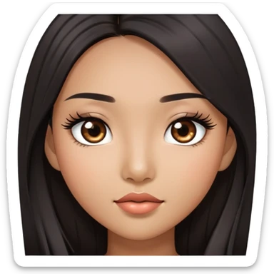 A Asian girl with long dark hair, long lashes, brown skin sticker