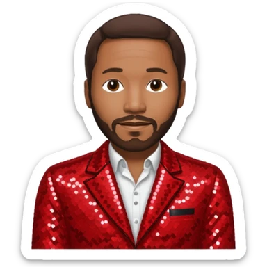 Marvin Gaye with dark brown hair, red sequin outfit sticker