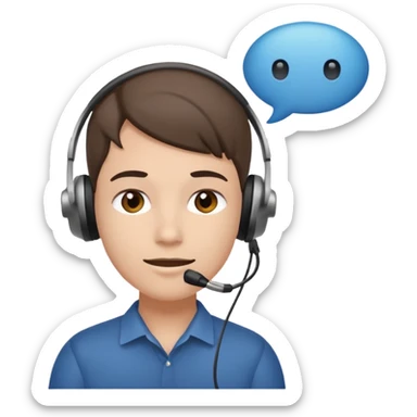 person with headset and speech bubble, user interview sticker