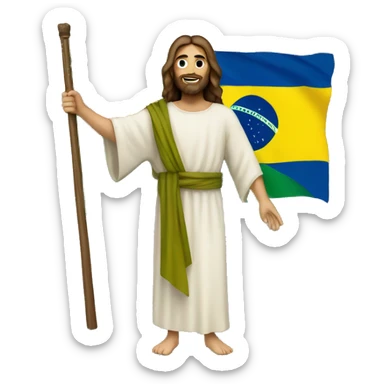 jesus holding a brazil flag sticker
