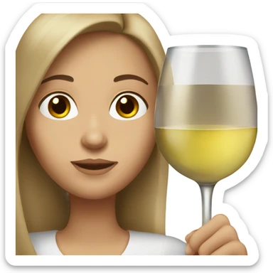 White woman with long brown hair and brown eyes drinking white wine  sticker