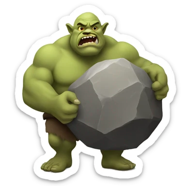 ogre holding round big stone sticker