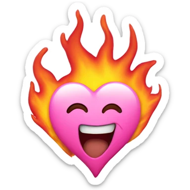 pink flaming heart sticker