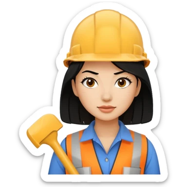 Woman builders with black hair sticker