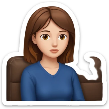 side view of woman sitting on sofa sticker